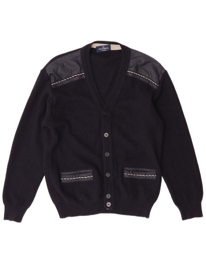 Malagrida Dame Cardigan Sweater UK 14 Medium Navy Blue Uld