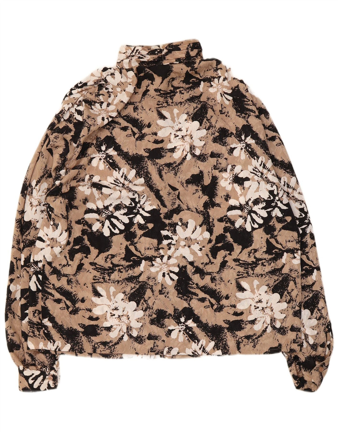 Charles Vogele Dame Shirt Bluse EU 42 Large Beige Floral Polyester