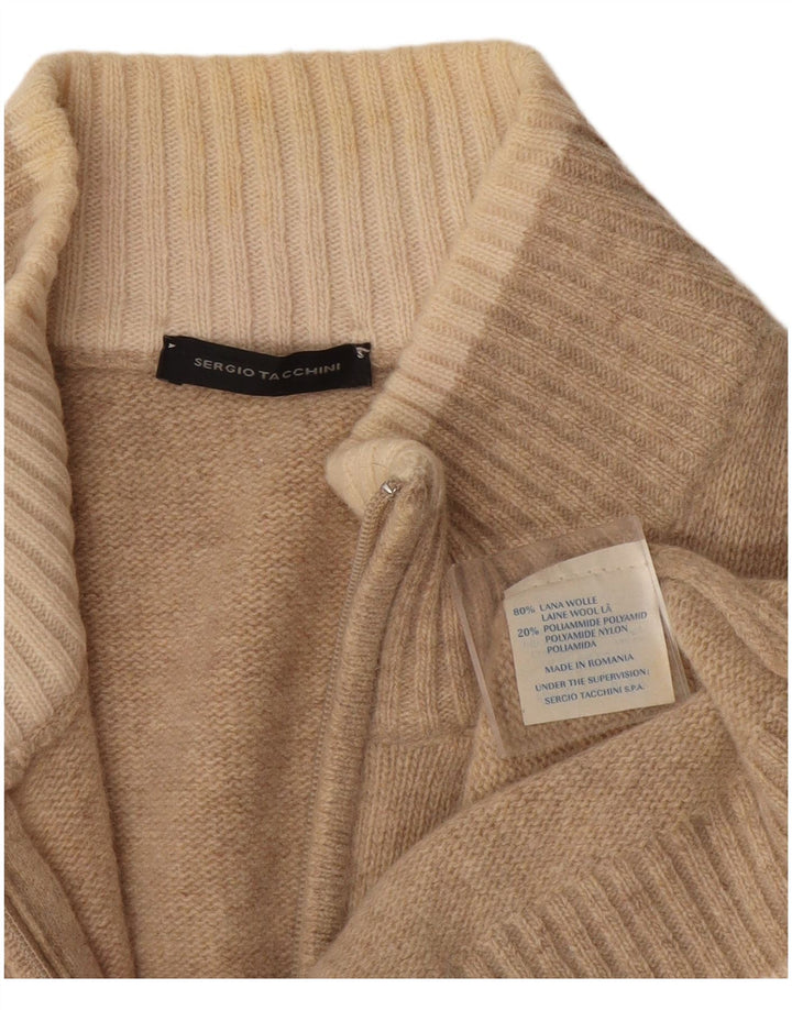 Sergio Tacchini Herre Cardigan Sweater Stor Beige Flecked Uld