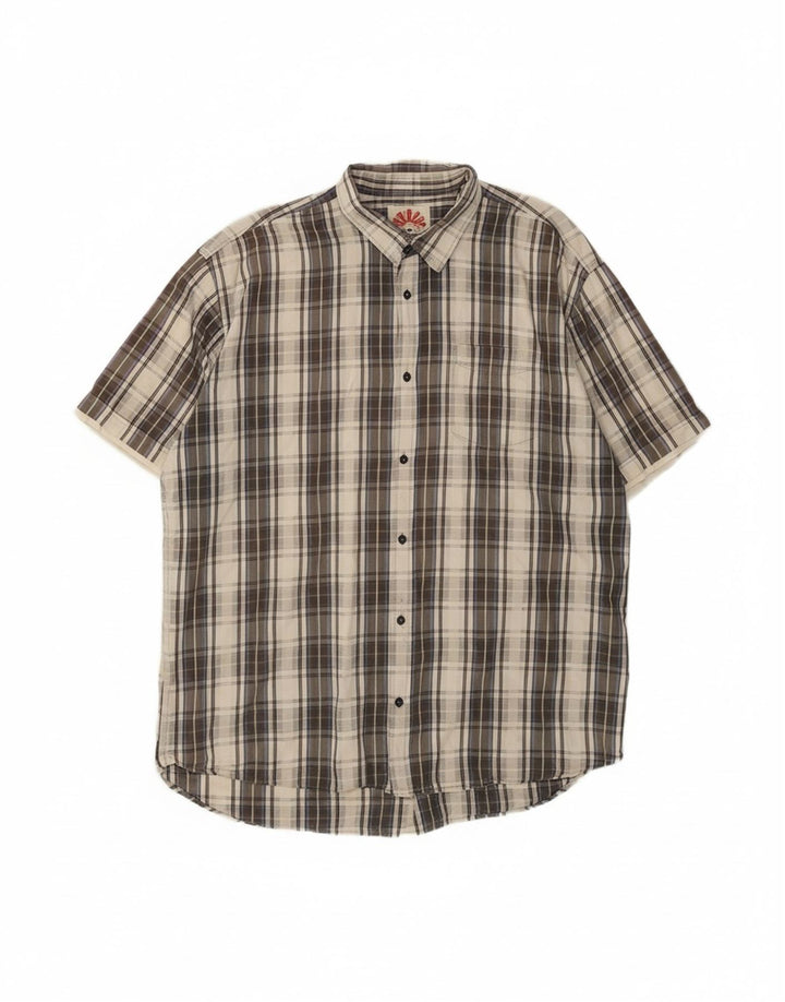 TOM TAILOR Mens Graphic Short Sleeve Shirt 2XL Grey Check Cotton