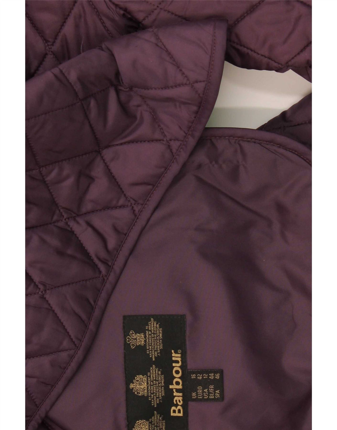 Barbour Quiltet jakke til kvinder UK 16 Large Purple Polyamid