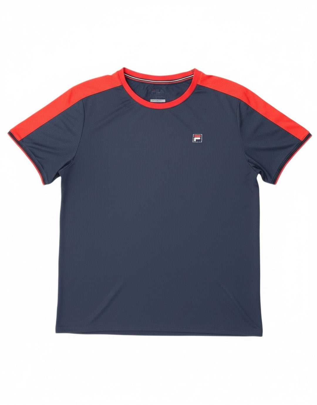Fila Herre T-Shirt Top 2XL Marineblå Colourblock Polyester