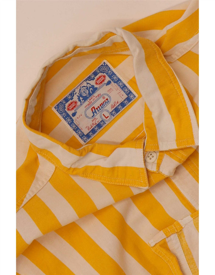 Vintage herreskjorte stor gulstribet