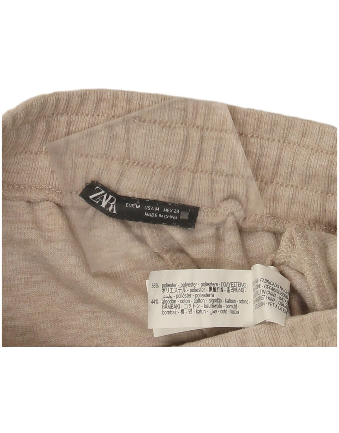 Zara Womens Tracksuit Bukser med brede ben UK 12 Medium Beige Polyester