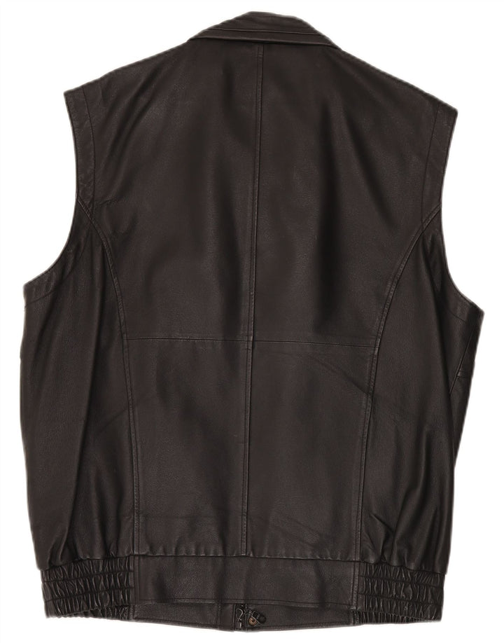 Vintage herre læder Gilet IT 52 XL sort læder