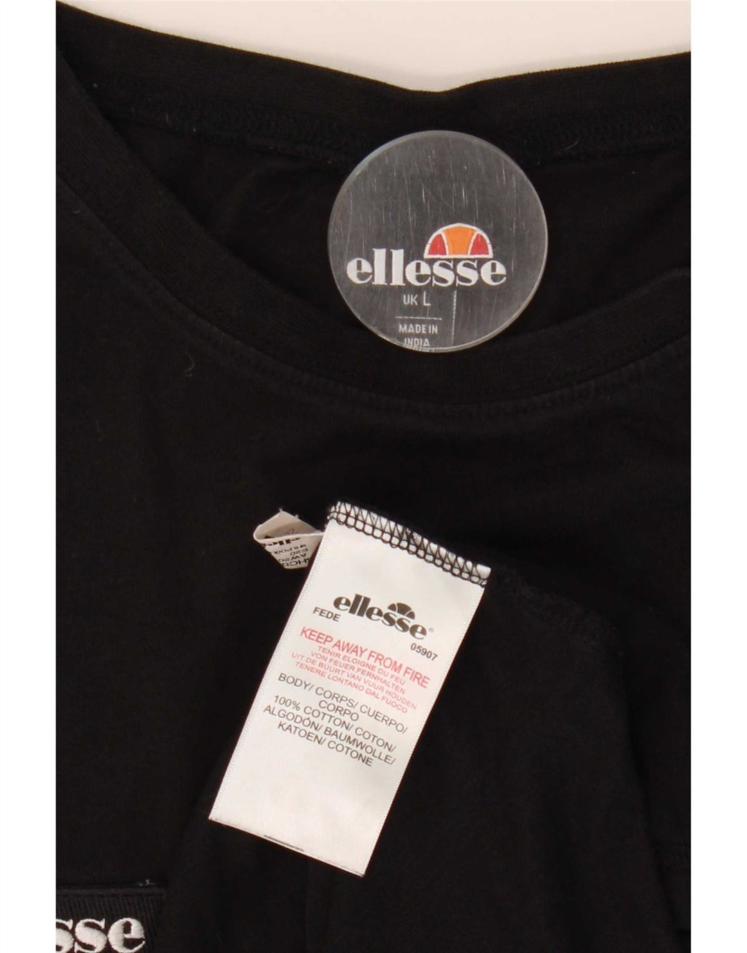 Ellesse Herre Grafisk T-Shirt Top Stor Sort