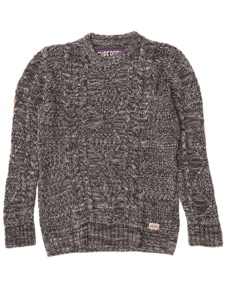 Superdry trøje med rund hals til mænd mellem grå flækket akryl vinter