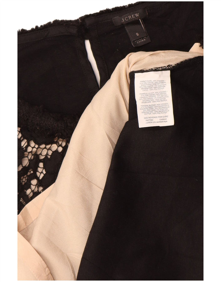 J. CREW Dame ærmeløs bluse Top UK 10 Small Black Floral Viscose