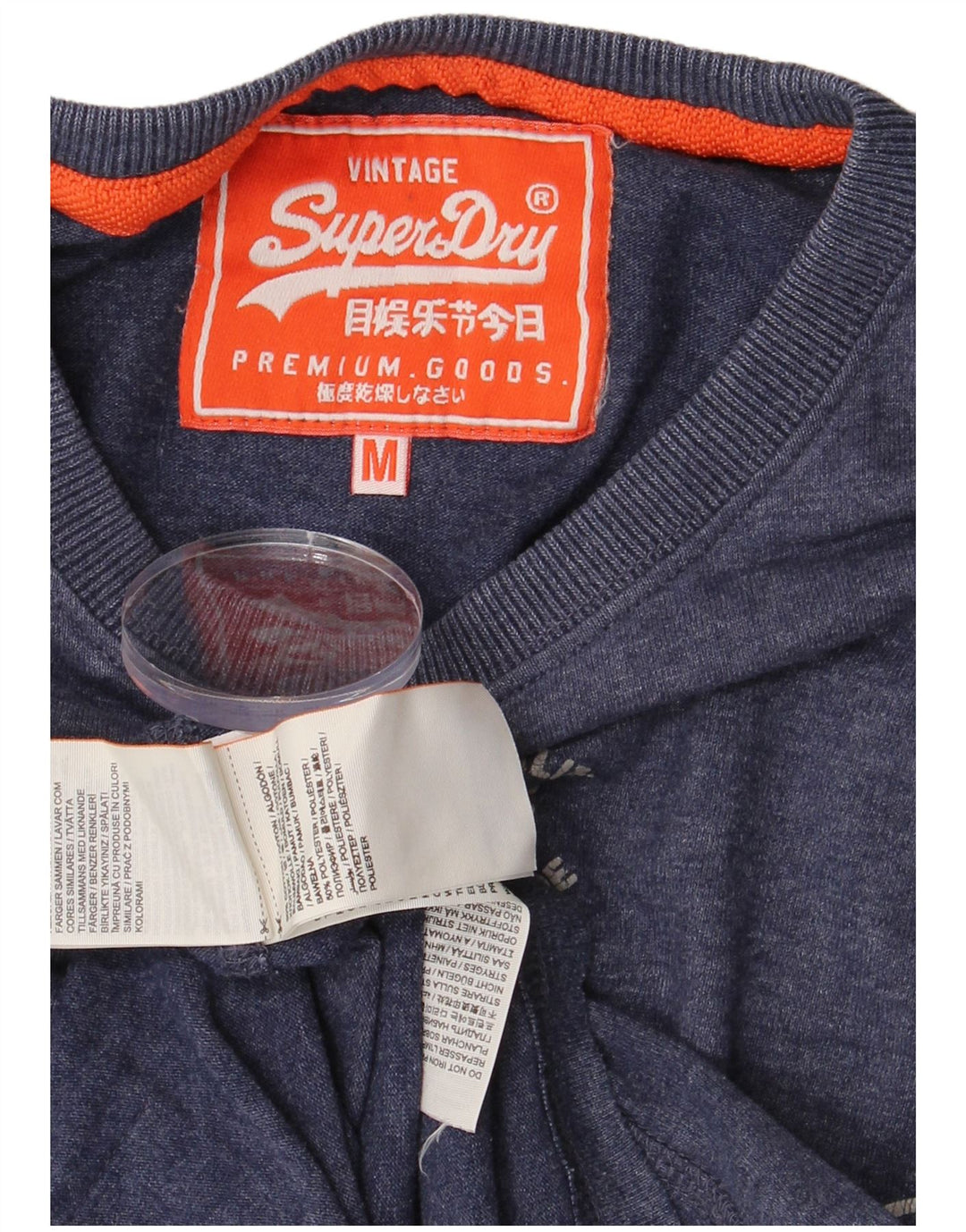 SUPERDRY Herre grafisk T-shirt Top Medium Navyblå Bomuld