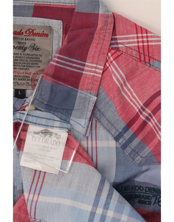 COLORADO Mens Short Sleeve Shirt Large Multicoloured Check Cotton Vintage Colorado and Second-Hand Colorado from Messina Hembry 