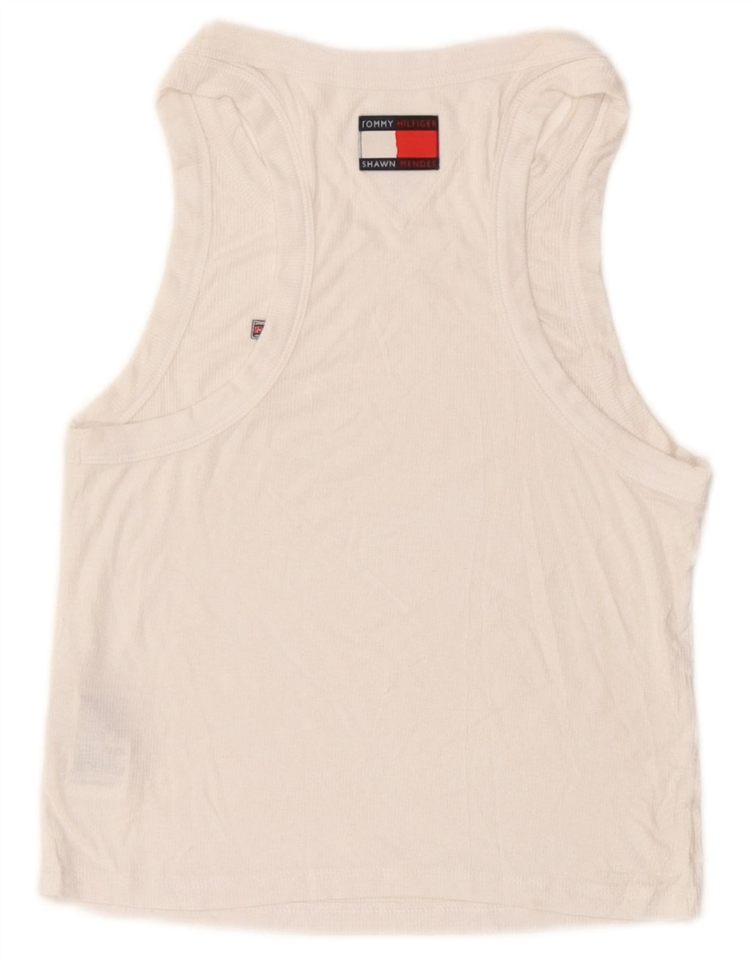 Tommy Hilfiger Dame Crop Vest Top UK 12 Medium White Modal