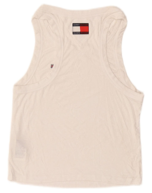 Tommy Hilfiger Dame Crop Vest Top UK 12 Medium White Modal