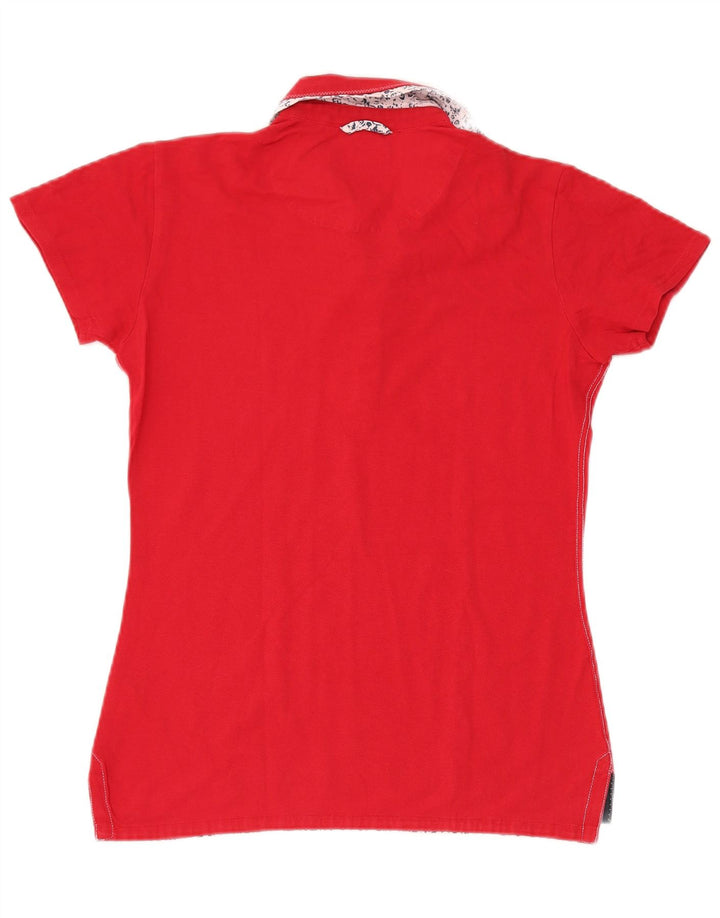 Kappa Dame Polo Shirt UK 14 Stor Rød Bomuld