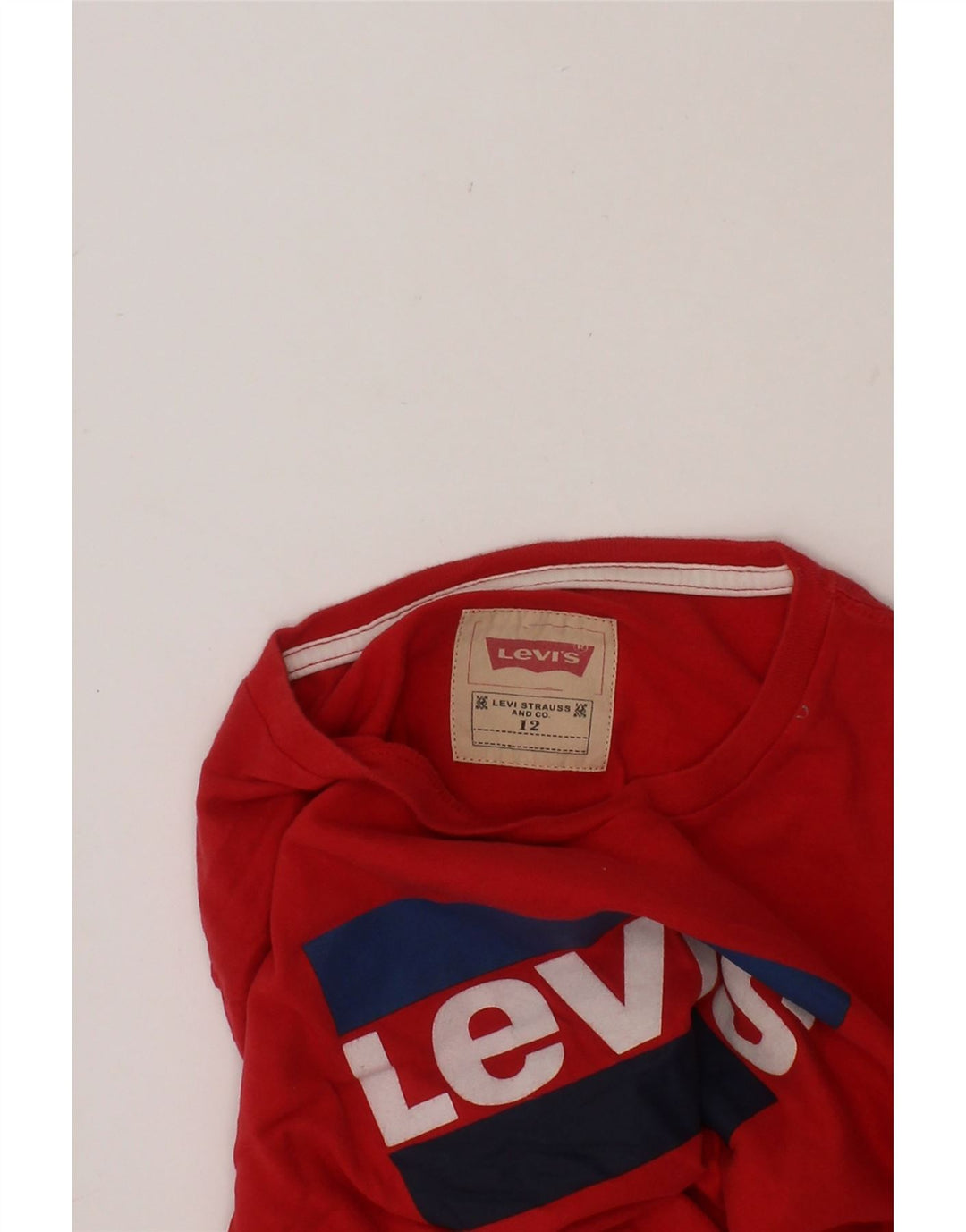 LEVI'S Boys Graphic Top Long Sleeve 11-12 Years Red Cotton Vintage Levi's and Second-Hand Levi's from Messina Hembry 