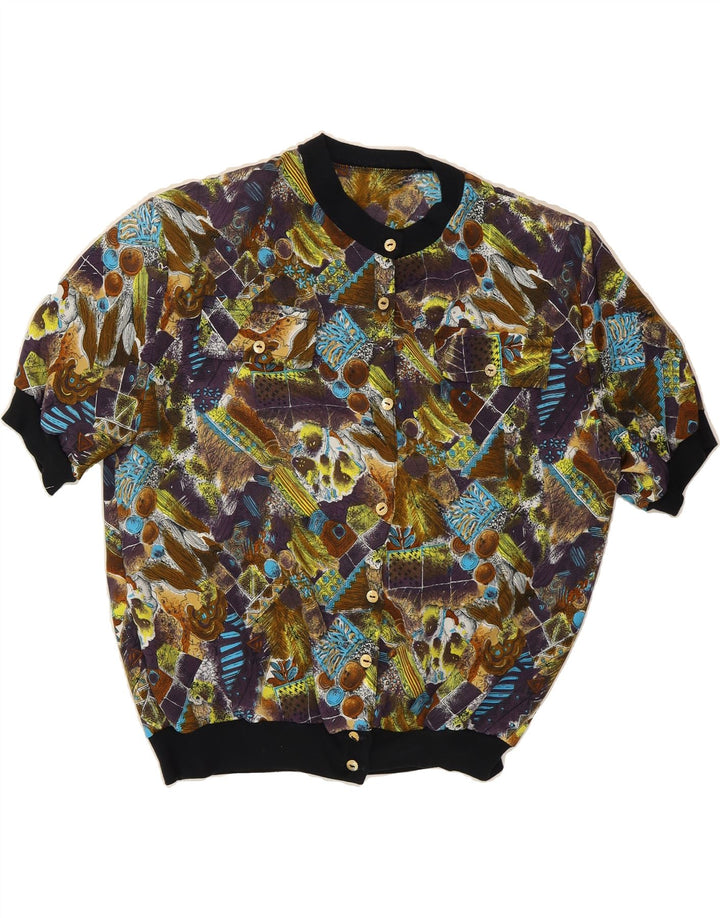 VINTAGE Womens Abstract Pattern Shirt Blouse UK 14 Large Multicoloured Vintage Vintage and Second-Hand Vintage from Messina Hembry 