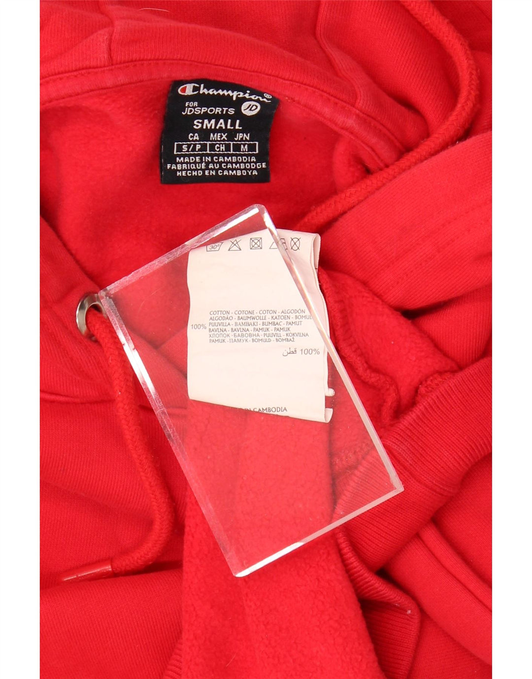 CHAMPION Mens Graphic Hoodie Jumper Small Red Cotton