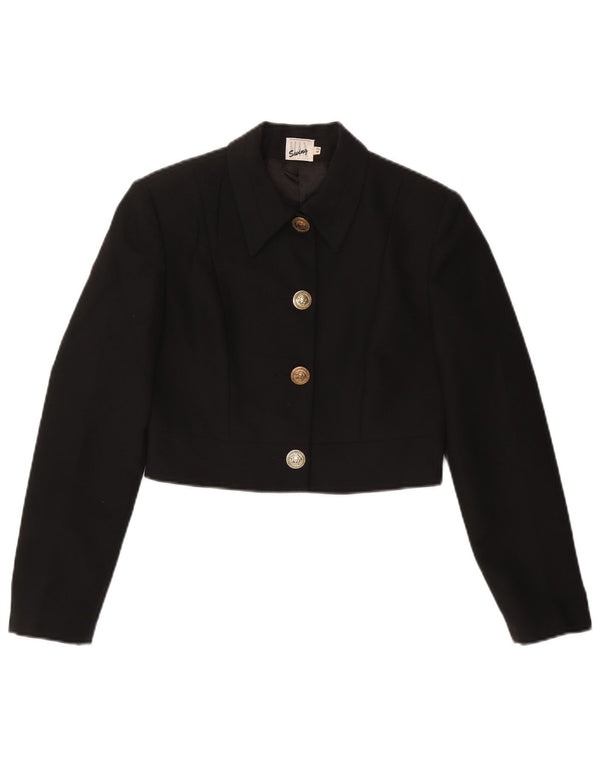 VINTAGE Bolerojakke til kvinder IT 42 Medium Sort viskose