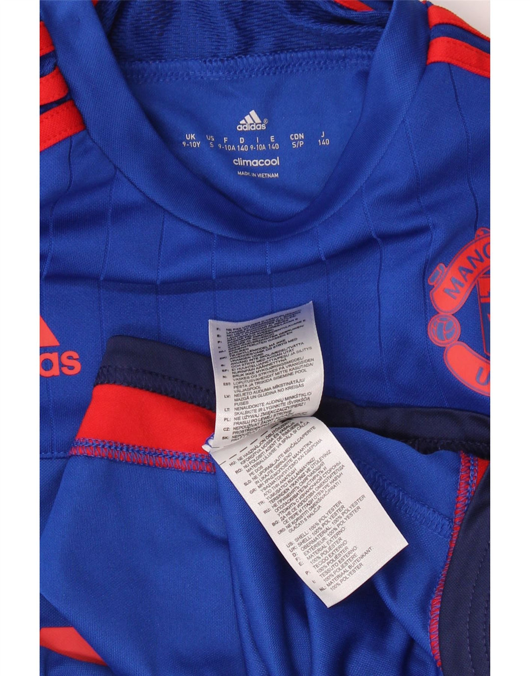 ADIDAS Boys Manchester United Grafisk T-Shirt Top 9-10 år Blå