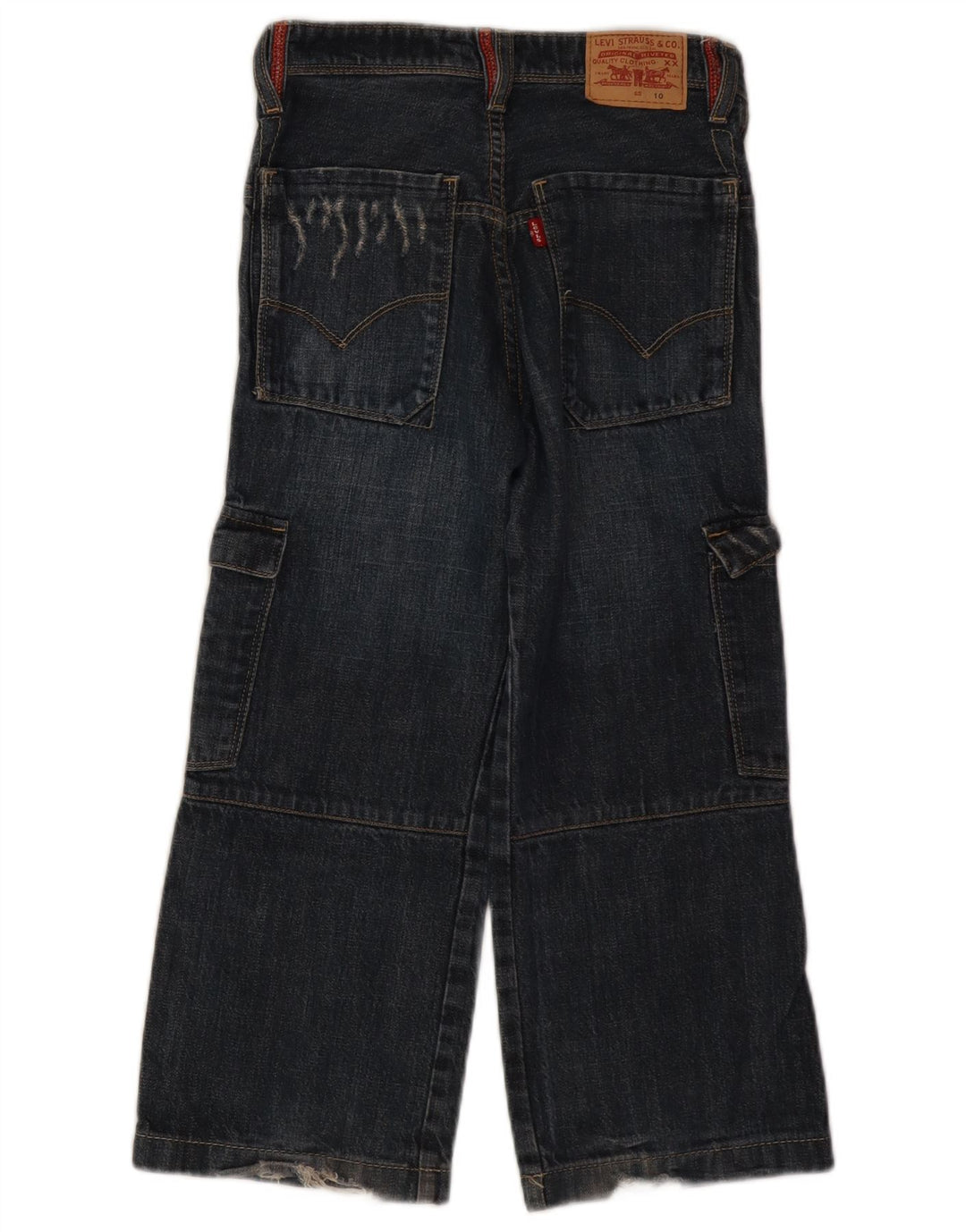 Levi's Boys Distressed Cargo Jeans med brede ben 9-10 år W24 L20 Blå