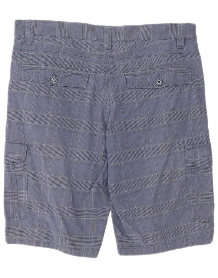 Blå Side Herre Cargo Shorts IT 52 XL W36 Blå Ternet Bomuld