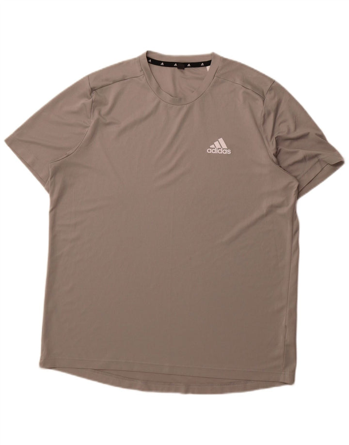 ADIDAS Mens Aeroready T-Shirt Top Large Grey Polyester