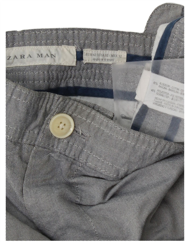 Zara Herre Slim Chino Bukser EU 42 Medium W32 L31 Grå Bomuld
