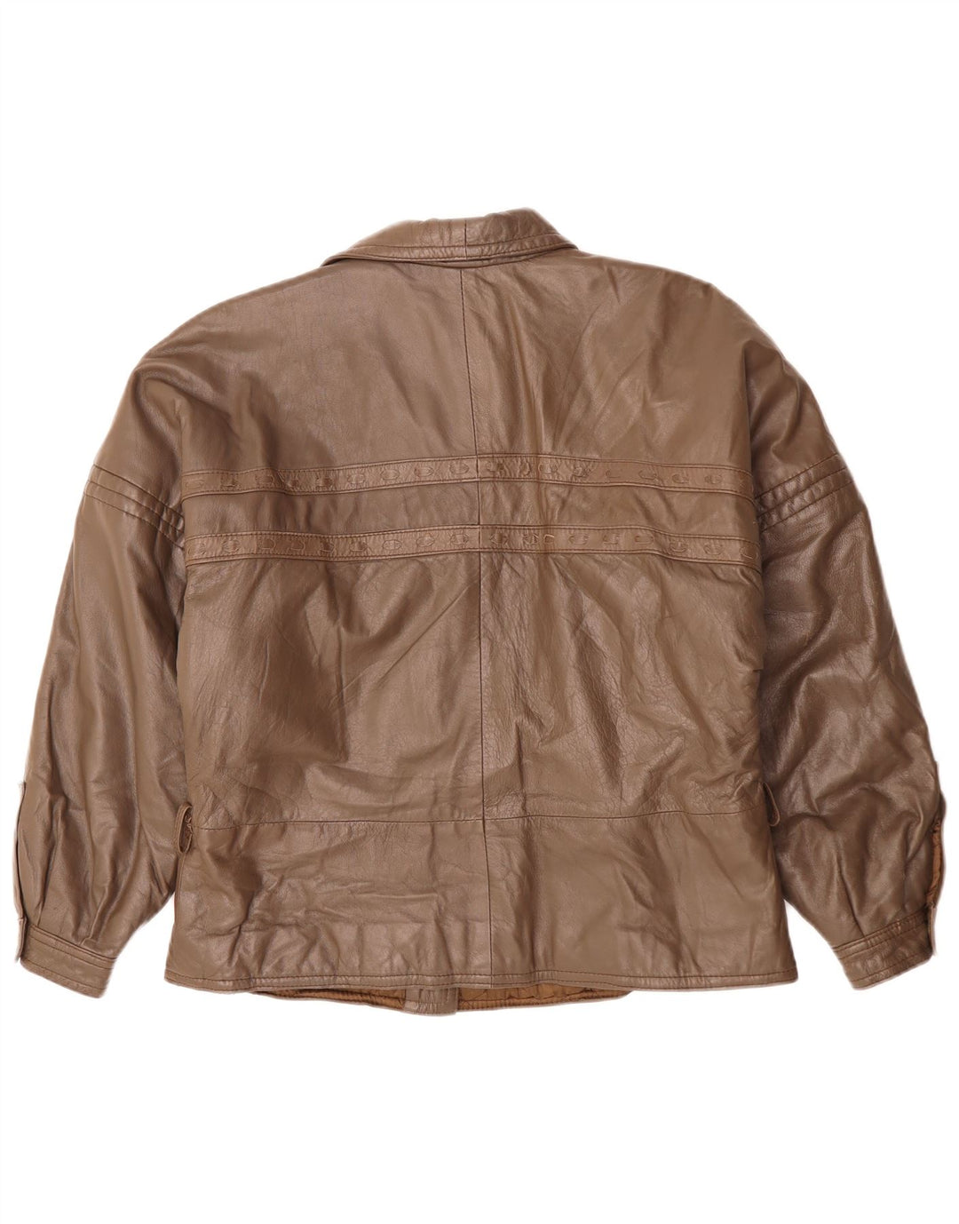 VINTAGE Dame Læderjakke UK 18 XL Brun