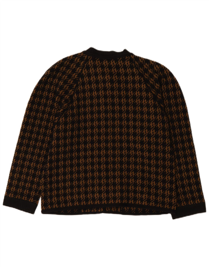 Vintage cardigan sweater til kvinder IT 46, stor brun uld