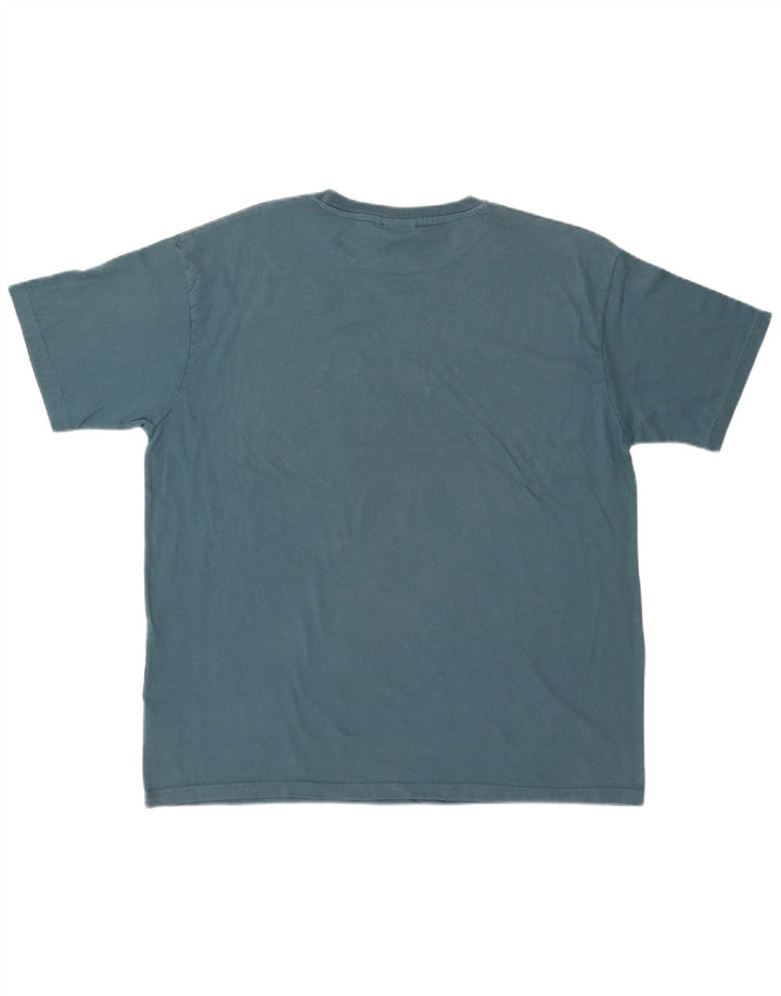 WEIRD FISH Herre Grafisk T-Shirt Top XL Blå Bomuld