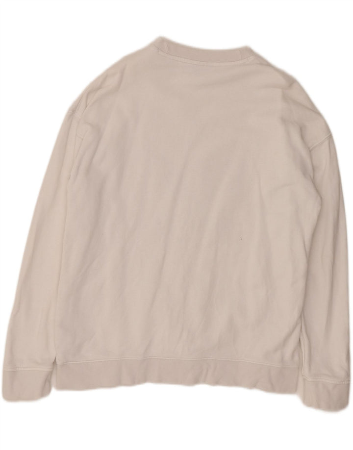 ADIDAS Womens Graphic Sweatshirt Jumper UK 16 Large White Cotton Vintage Adidas and Second-Hand Adidas from Messina Hembry 