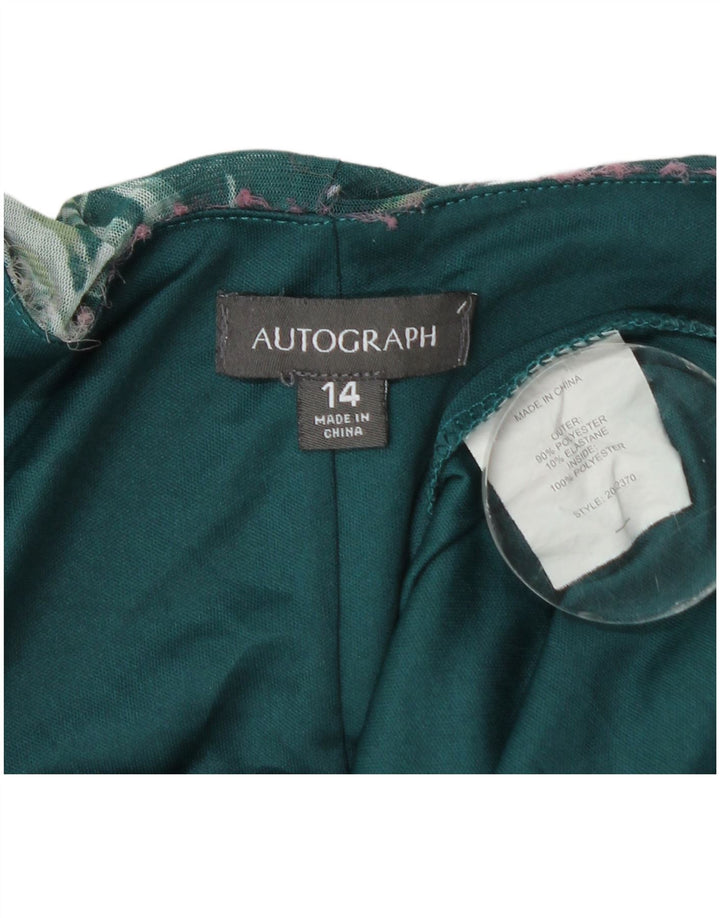 Marks & Spencer Womens Autograph Kortærmet Bluse Top UK 14 Large Green