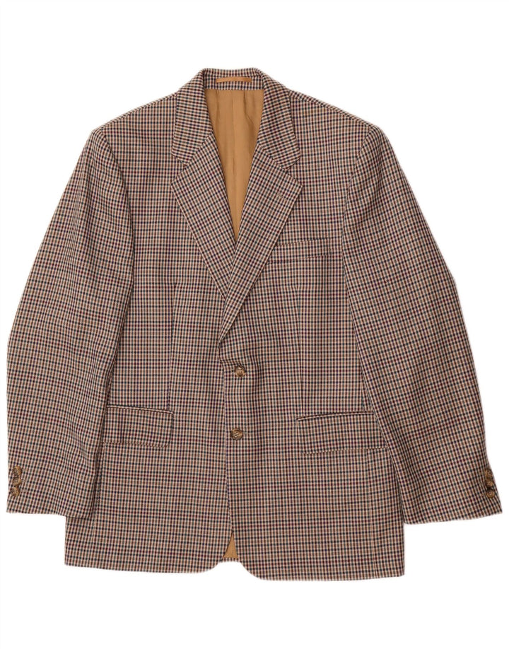 BURTON Mens Regular Fit Blazer Jacket UK 40 Large Beige Houndstooth