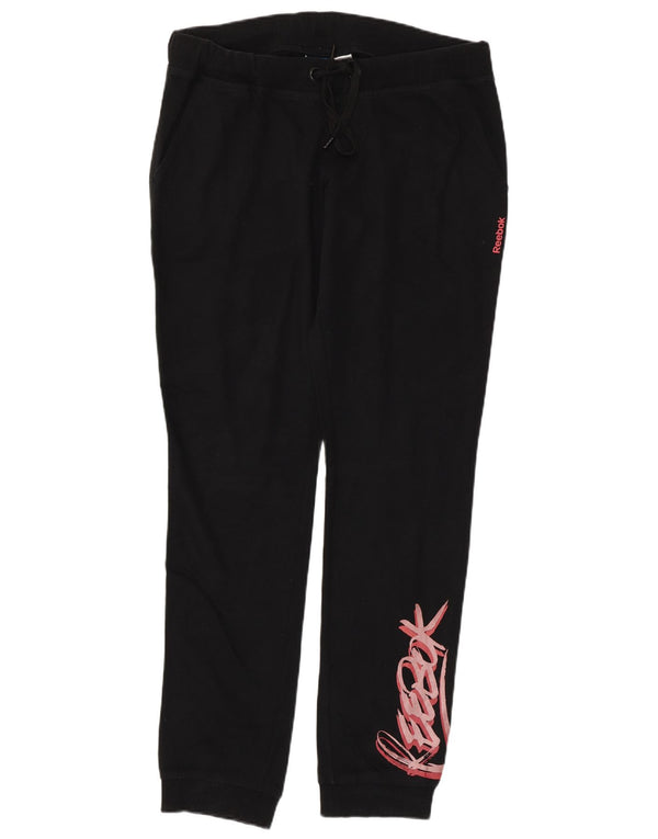 Reebok Womens Graphic Tracksuit Trousers Joggers UK 12/14 Medium Black