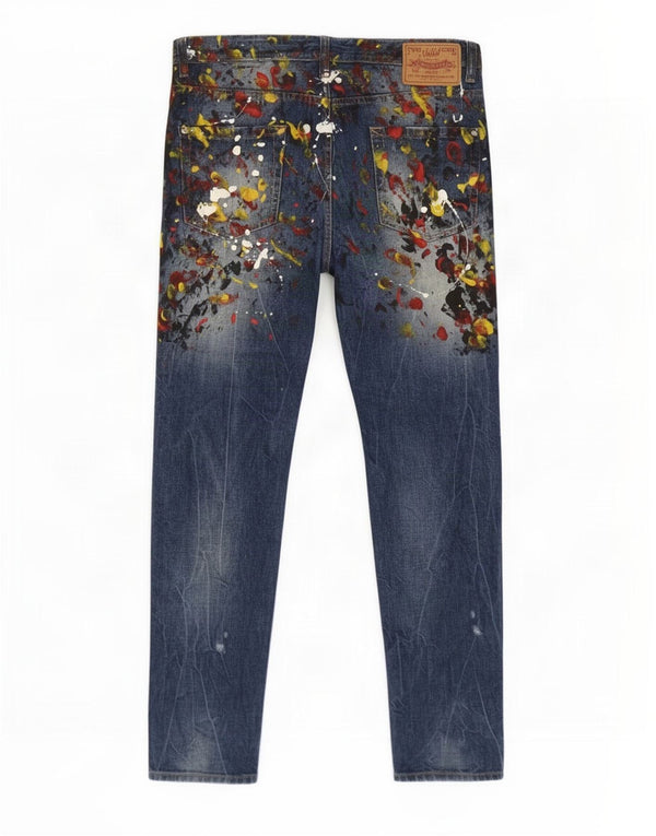 Dsquared2 Herre Slim Jeans IT 50 Large W40 L32 Blå Flecked Bomuld