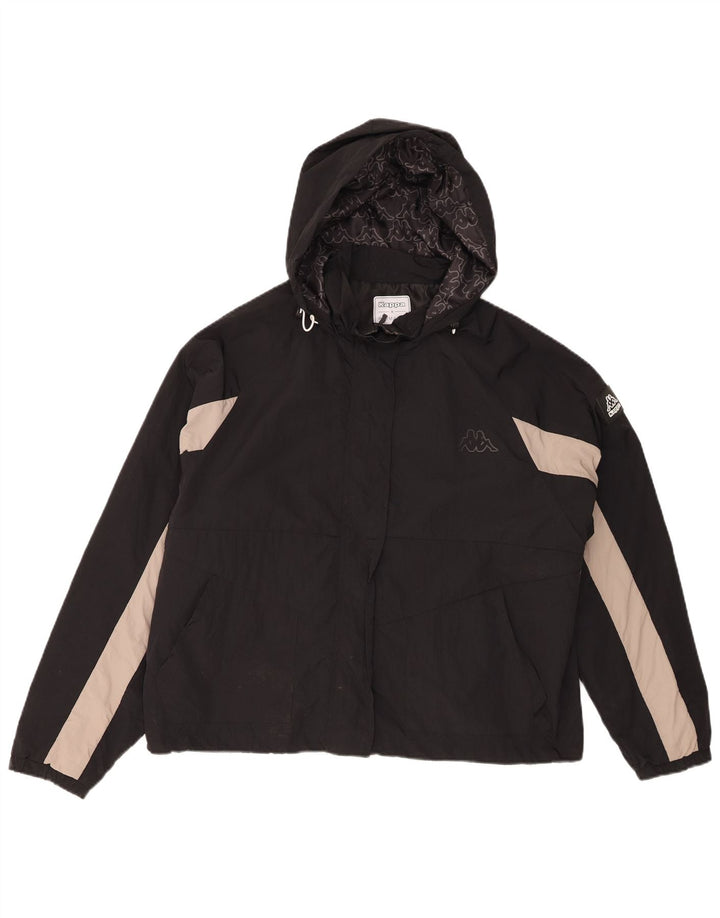 Kappa Dame Oversized Graphic Windbreaker Jacket UK 14 Medium Black