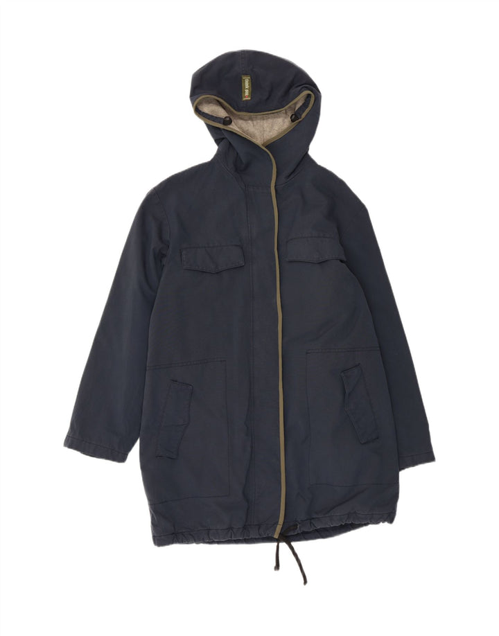 Tænk Pink Dame Hooded Parka Jacket UK 14 Medium Navy Blue Bomuld