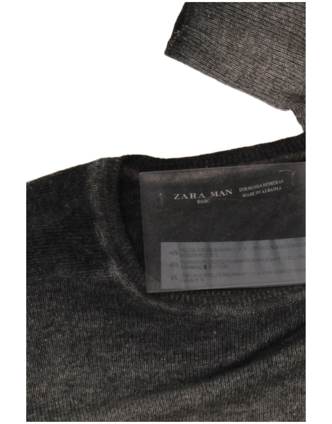 ZARA trøje med rund hals til mænd mellem grå flækket viskose