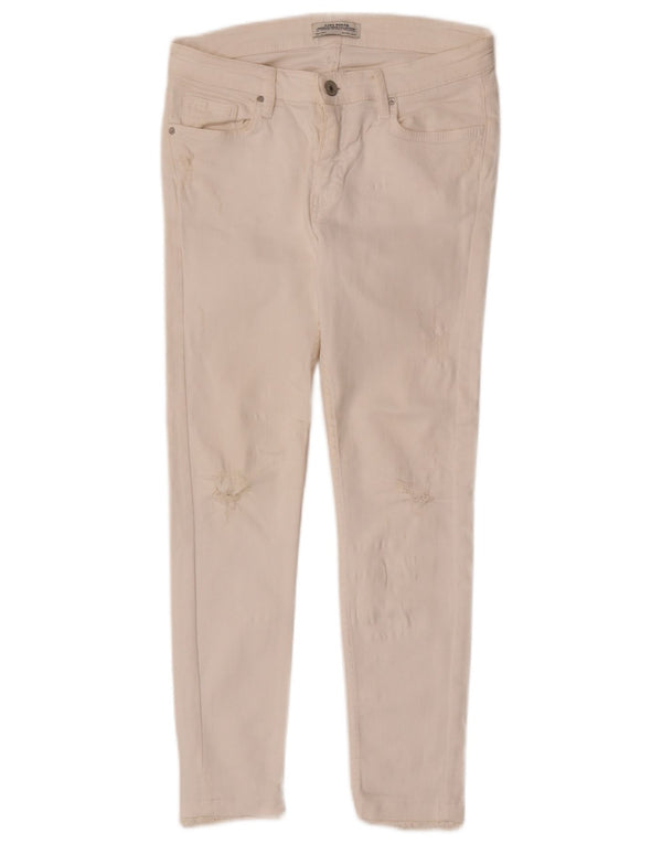 Zara Dame Distressed Skinny Jeans EU 36 XS W28 L25 Hvid