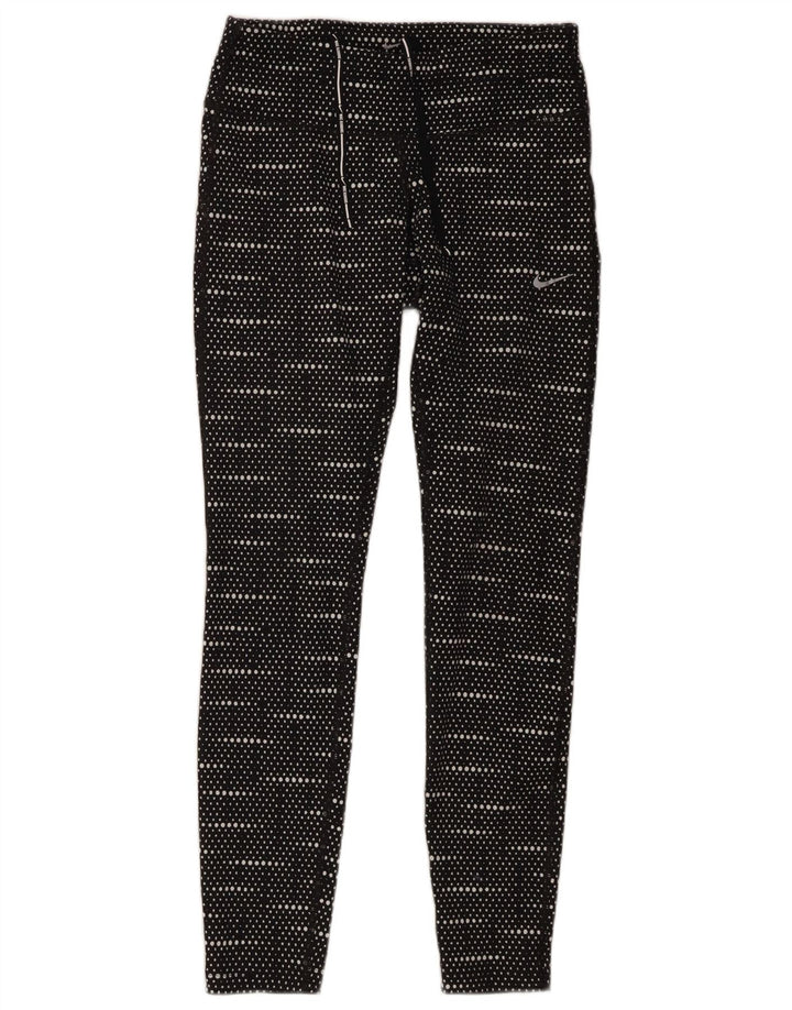Nike Dame Dri Fit Leggings UK 10 Small Black Spotted
