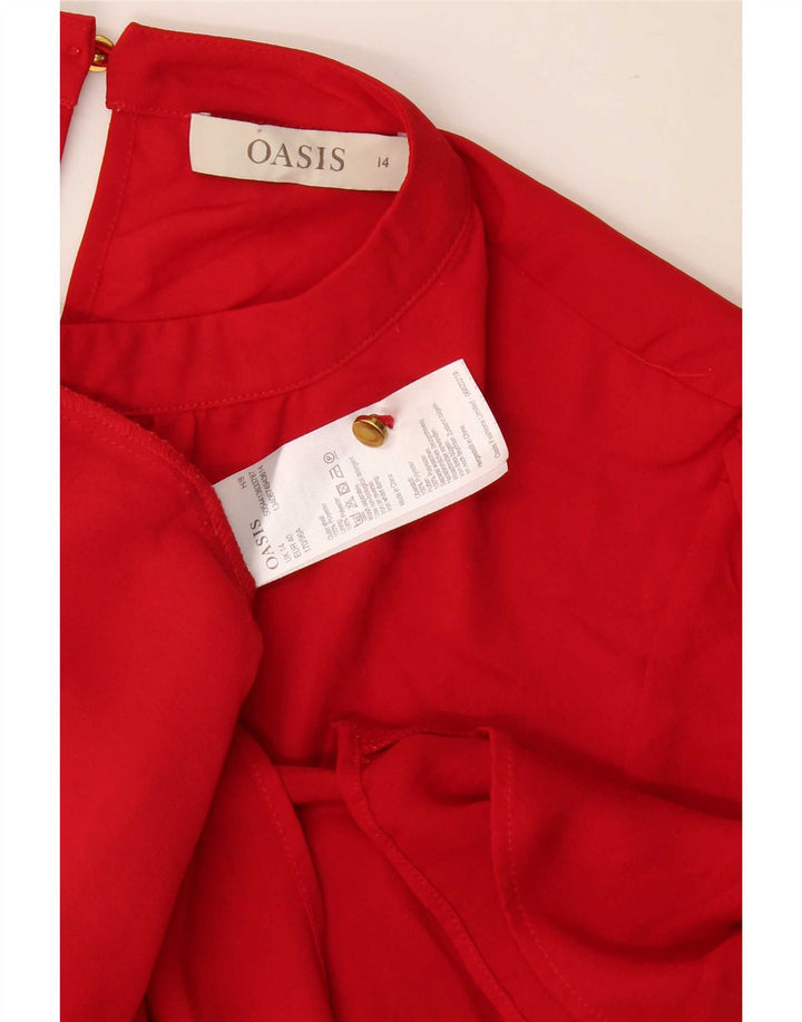 Oasis Damebluse Top UK 14 Stor Rød Polyester