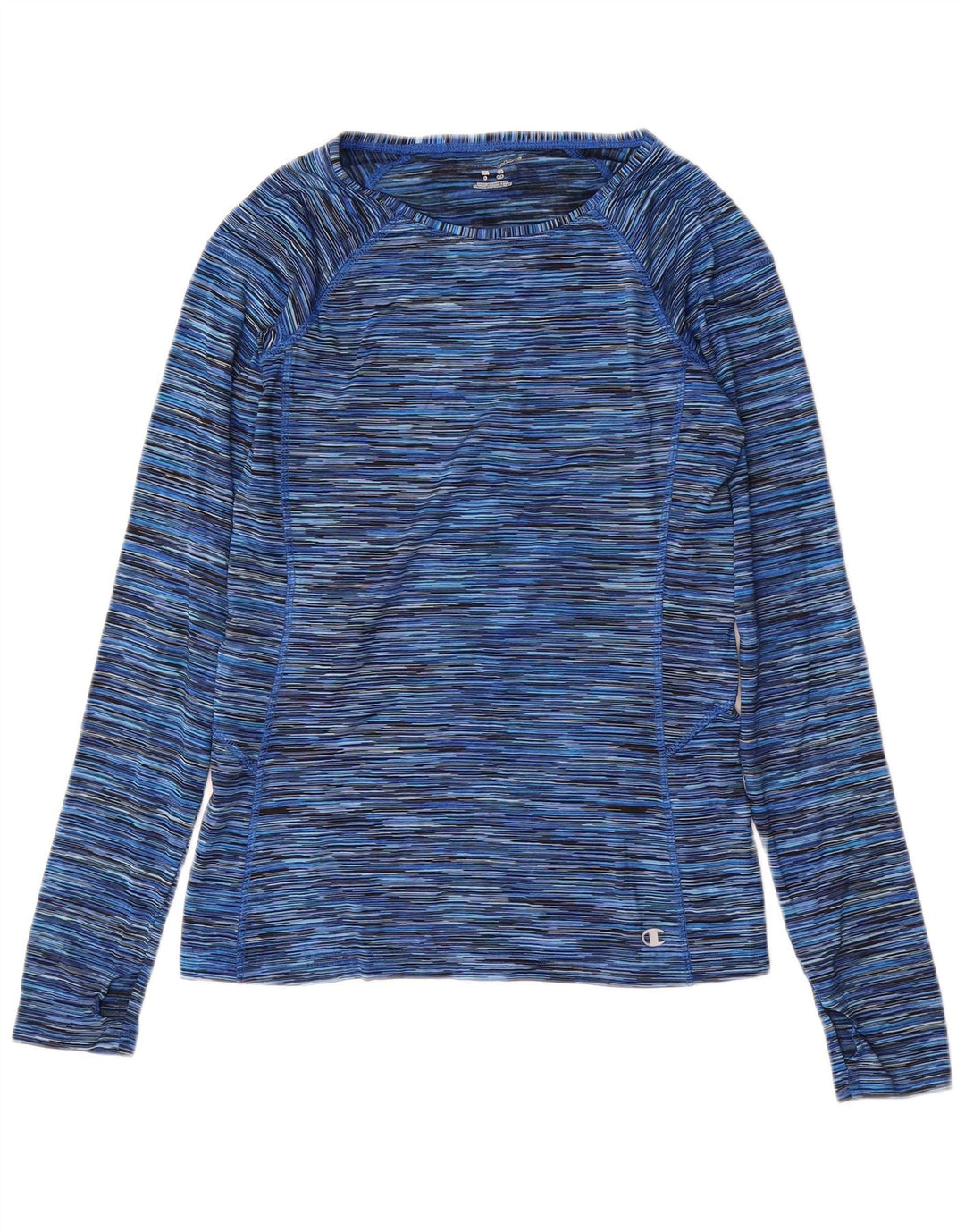 CHAMPION Dame Top Langærmet UK 10 Small Blue Pinstripe Polyester