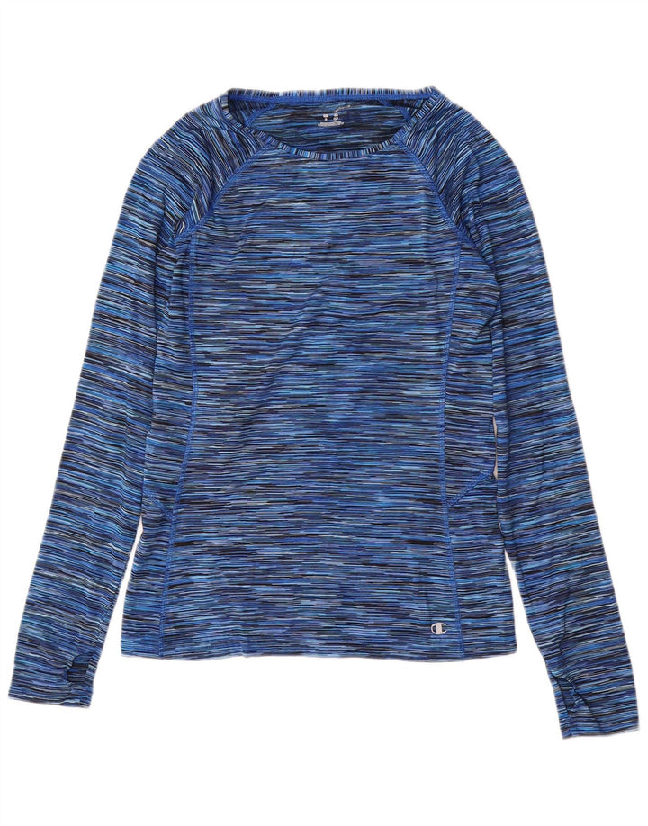 CHAMPION Dame Top Langærmet UK 10 Small Blue Pinstripe Polyester