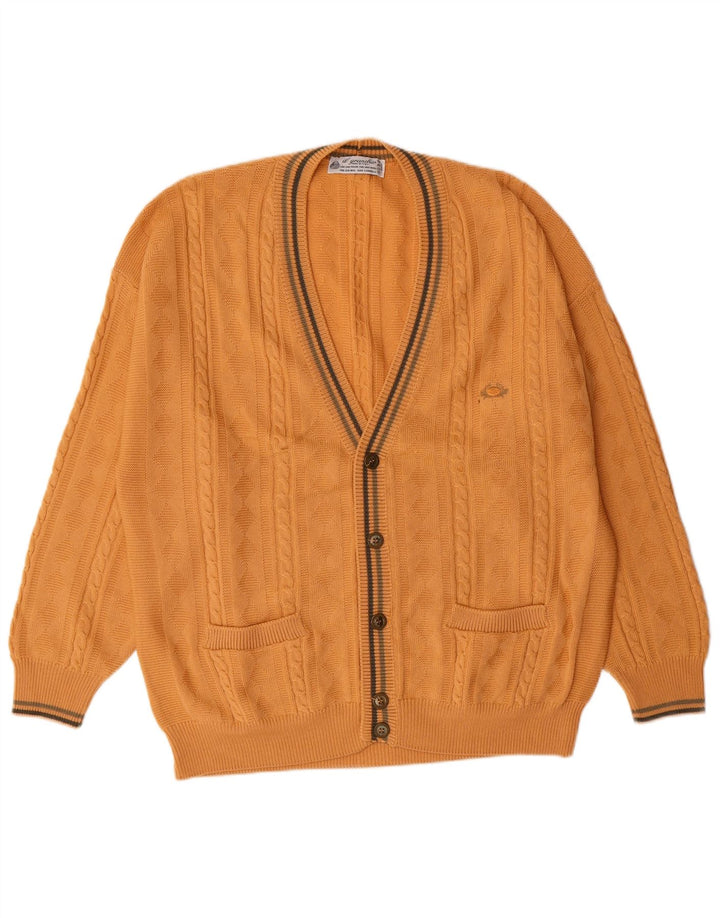 IL GRANCHIO Herre Cardigan Sweater Stor Gul Virgin Wool Classic