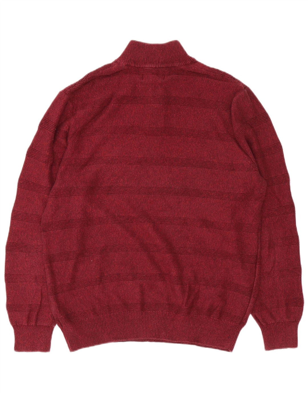 Chaps Herre Button Neck Jumper Sweater Medium Bourgogne stribet bomuld