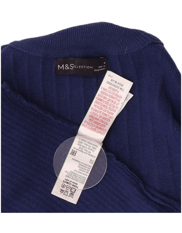 Marks & Spencer Dame Turtle Neck Jumper Sweater UK 8 Small Blue Viscose