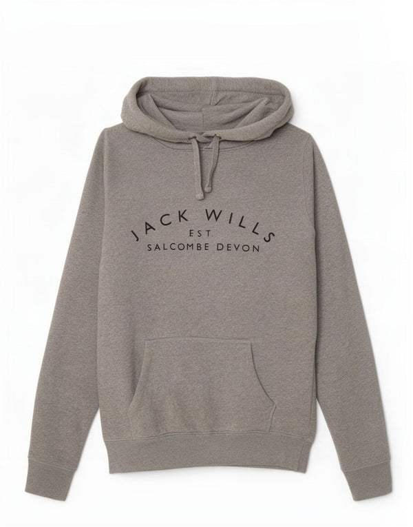 Jack Wills Grafisk Oversized Hoodie Jumper til kvinder UK 6 XS Grå Bomuld