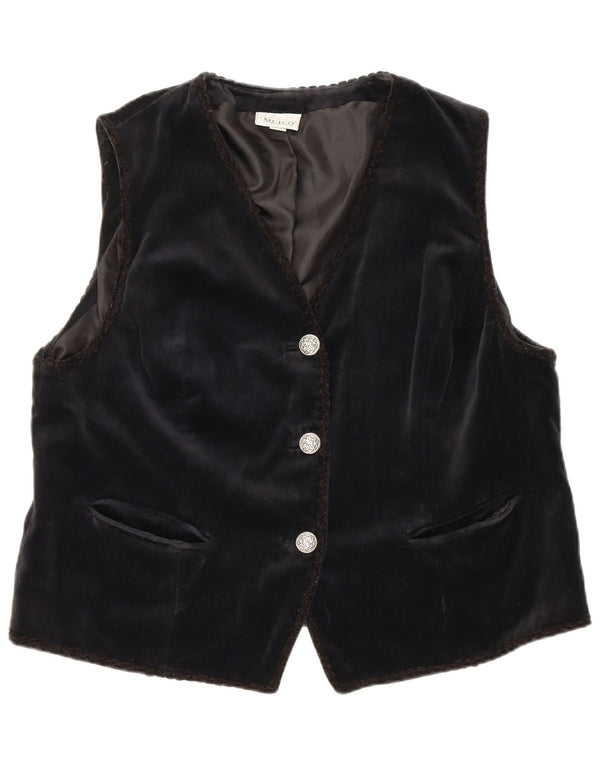 Meico Dame Velvet Vest UK 22 3XL Sort Bomuld