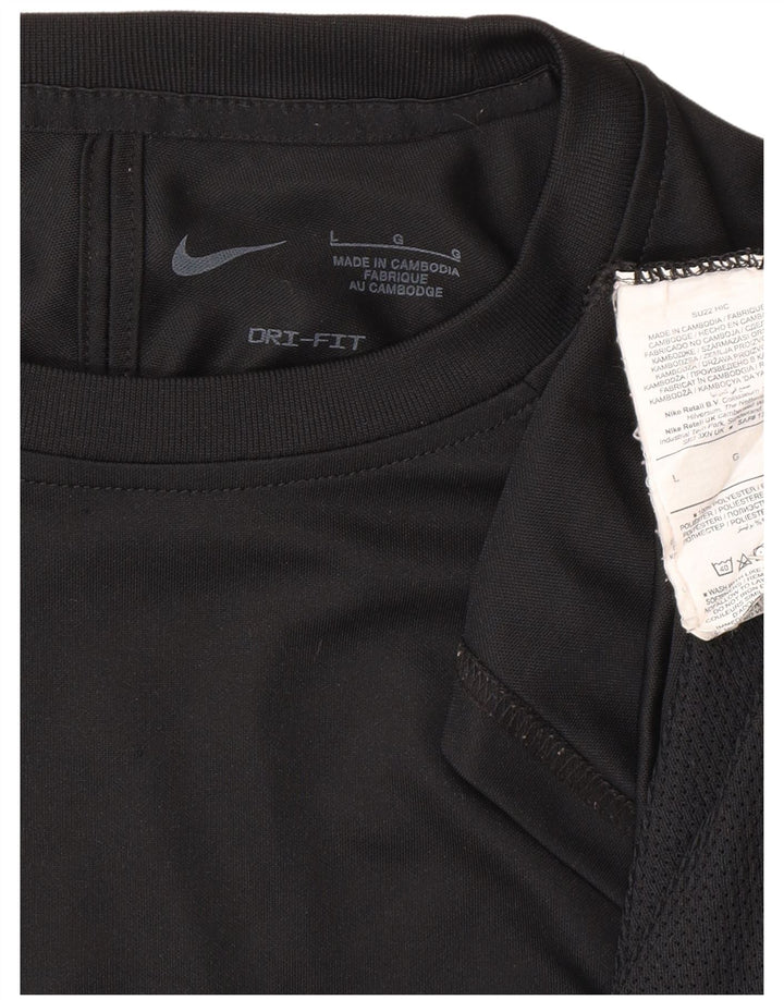 Nike Herre Dri Fit T-Shirt Top Stor Sort Colourblock Polyester