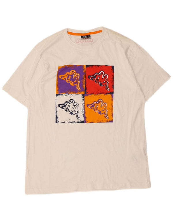 Kappa Dame Grafisk T-Shirt Top UK 18 XL Hvid Bomuld