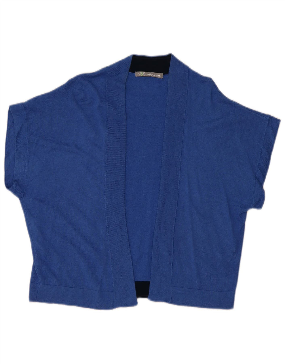 Marks & Spencer Dame Kortærmet Åben Cardigan Sweater UK 16 Large Blue